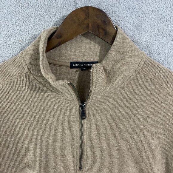 NWOT Banana Republic Mens L Brwon Mock neck 1/4 Zip Pullover Sweater - Picture 6 of 7